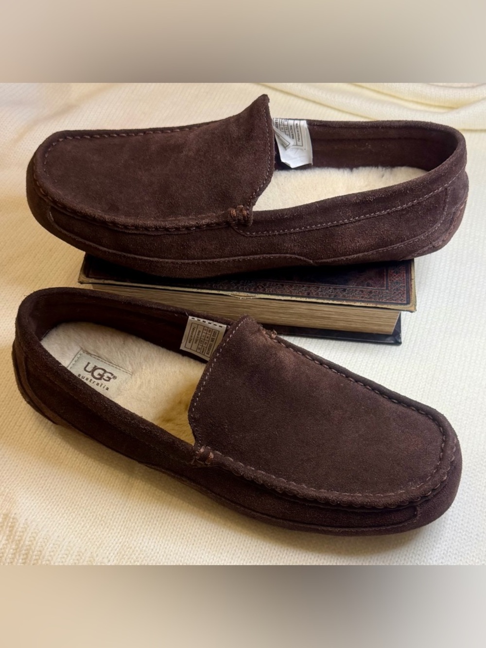 UGG Men's Dark Brown Suede Slip-On Moccasins Size 12